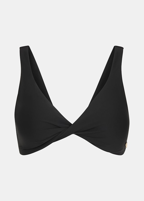 Black Twist Front Bikini Top